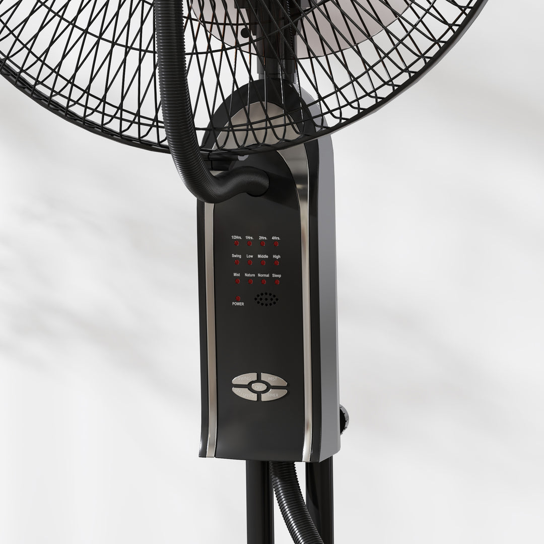Vandkølet ventilator med luftfugter, 10° vipbar, 70° oscillerende, 3 hastighedsindstillinger, 75W, sort