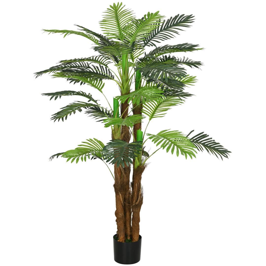 Kunstig palme, 1,6 m, realistiske grene, dekorativ plante, plastik, med potte, brun+grøn