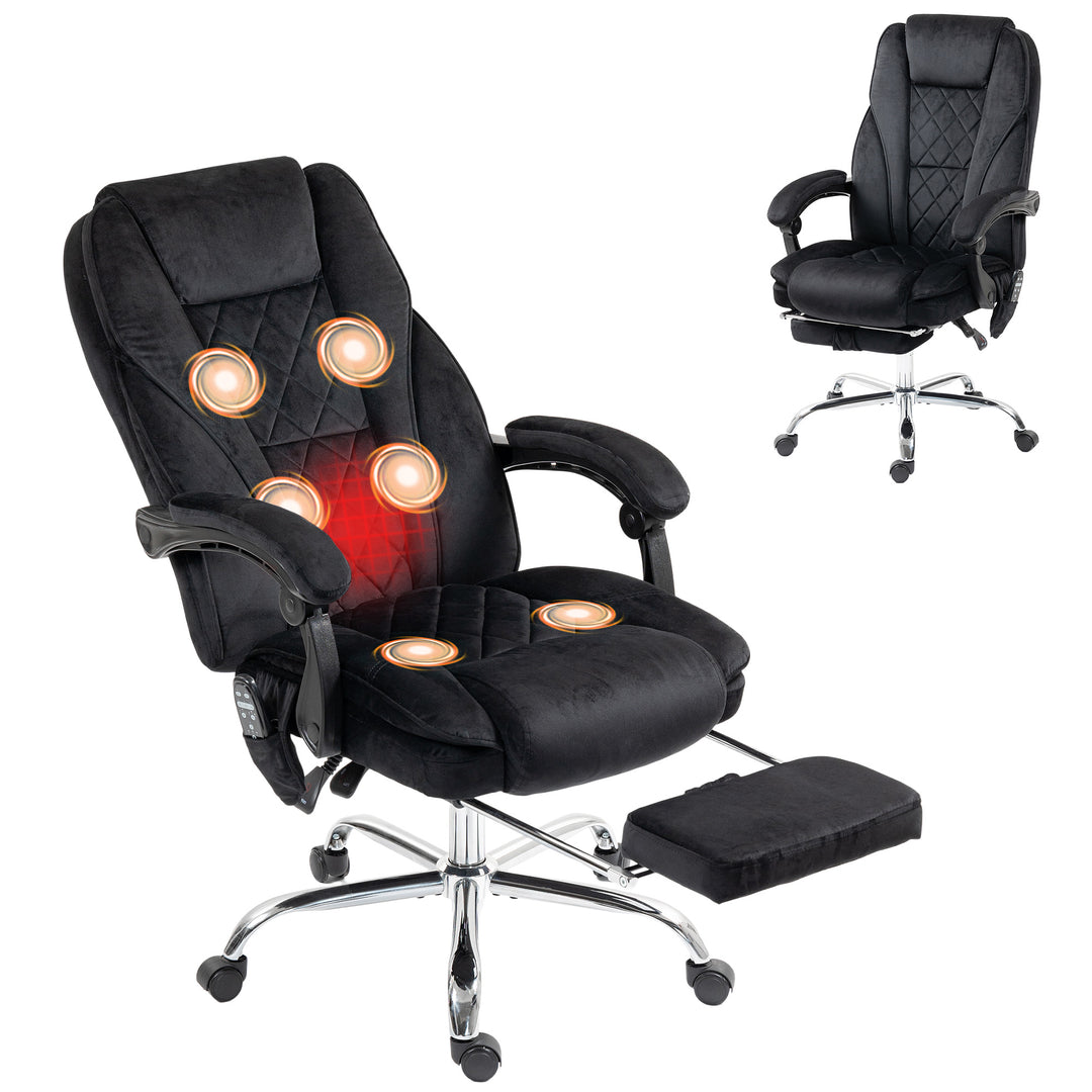 Ergonomisk kontorstol med vibrationsmassage og varme, sort