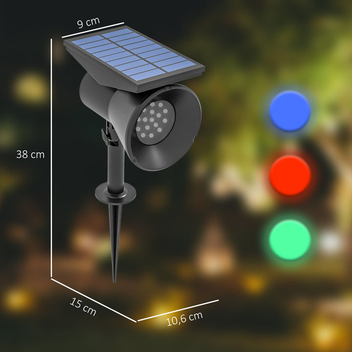 Solcellelamper, 2-pak solcellelamper, solcelledrevet havelampe med 2 lysfarver, gulv-/vægmonteret, ip54 vandtæt til balkon, terrasse, sort