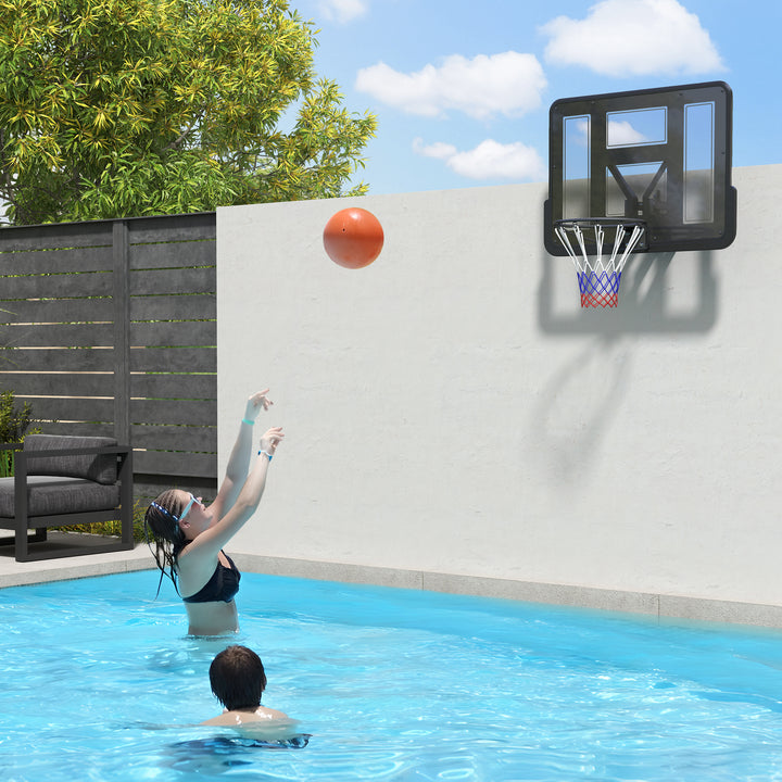 Vægmonteret basketballkurv, rivefast net, vejrbestandig, holdbar, til indendørs og udendørs brug, sort