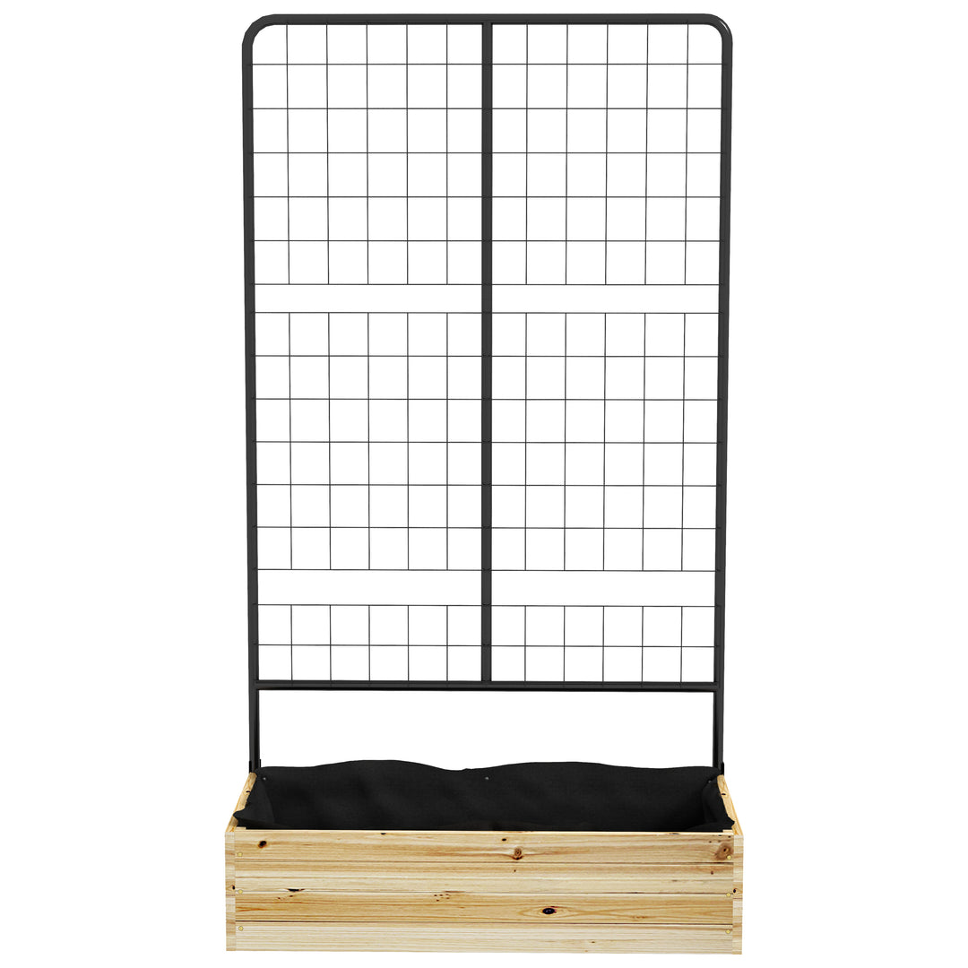 Højbed med espalier, fleeceforing, naturtræ, stål, 80x38x145 cm, sort