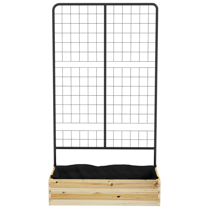 Højbed med espalier, fleeceforing, naturtræ, stål, 80x38x145 cm, sort