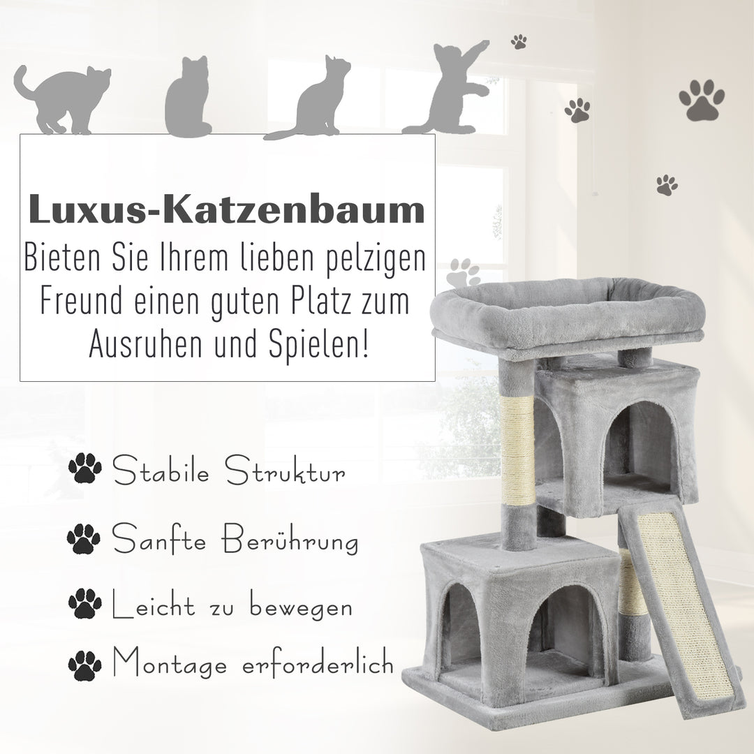 Kradsetræ 83 cm lille kradsetræ til katte med sisalstolper, kradsetræ til katte, klatretræ til katte, kradsetræ til katte, legetræ til kattemøbler til små katte, lysegrå