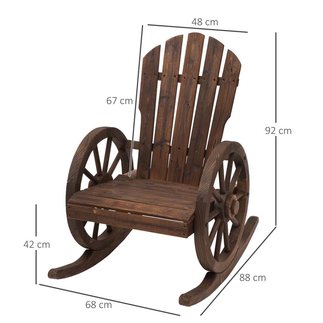 Gyngestol, rustikt design, forseglet massivt træ, vejrbestandig, 68 cm x 88 cm x 92 cm