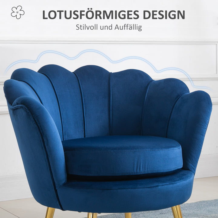Lounge chair, vintage velour lænestol, metalstel, 76 x 67 x 74 cm, blå