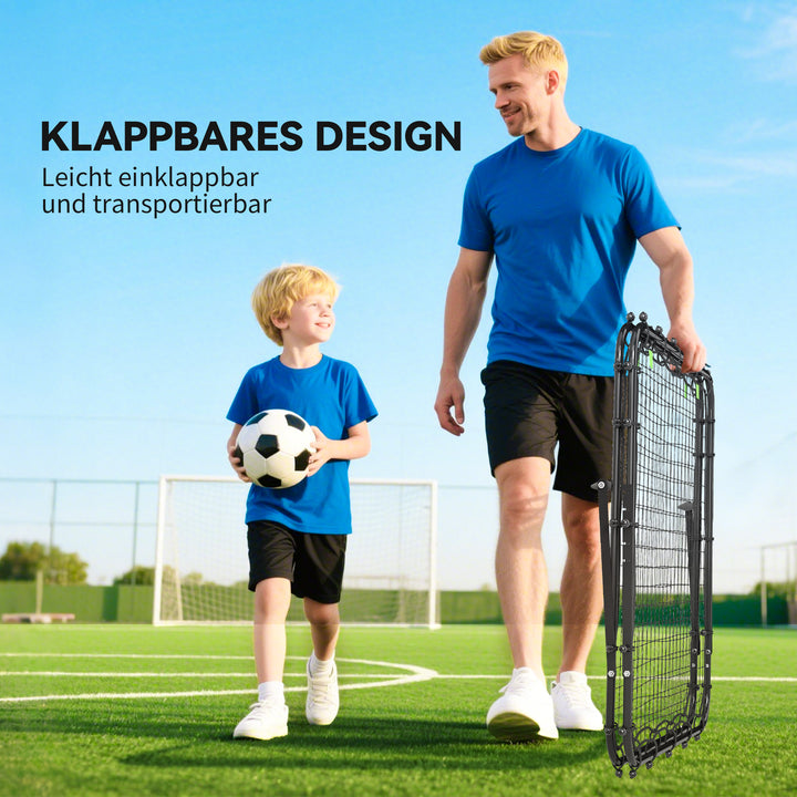 Fodboldmål, justerbart, foldbart, metalramme, 100 x 95 cm, sort