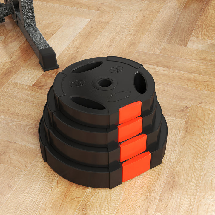 4-delt vægtskivessæt til træning, fitnesscenter, hjemmetræning, styrketræning, 2 x 10 kg og 2 x 5 kg, sort