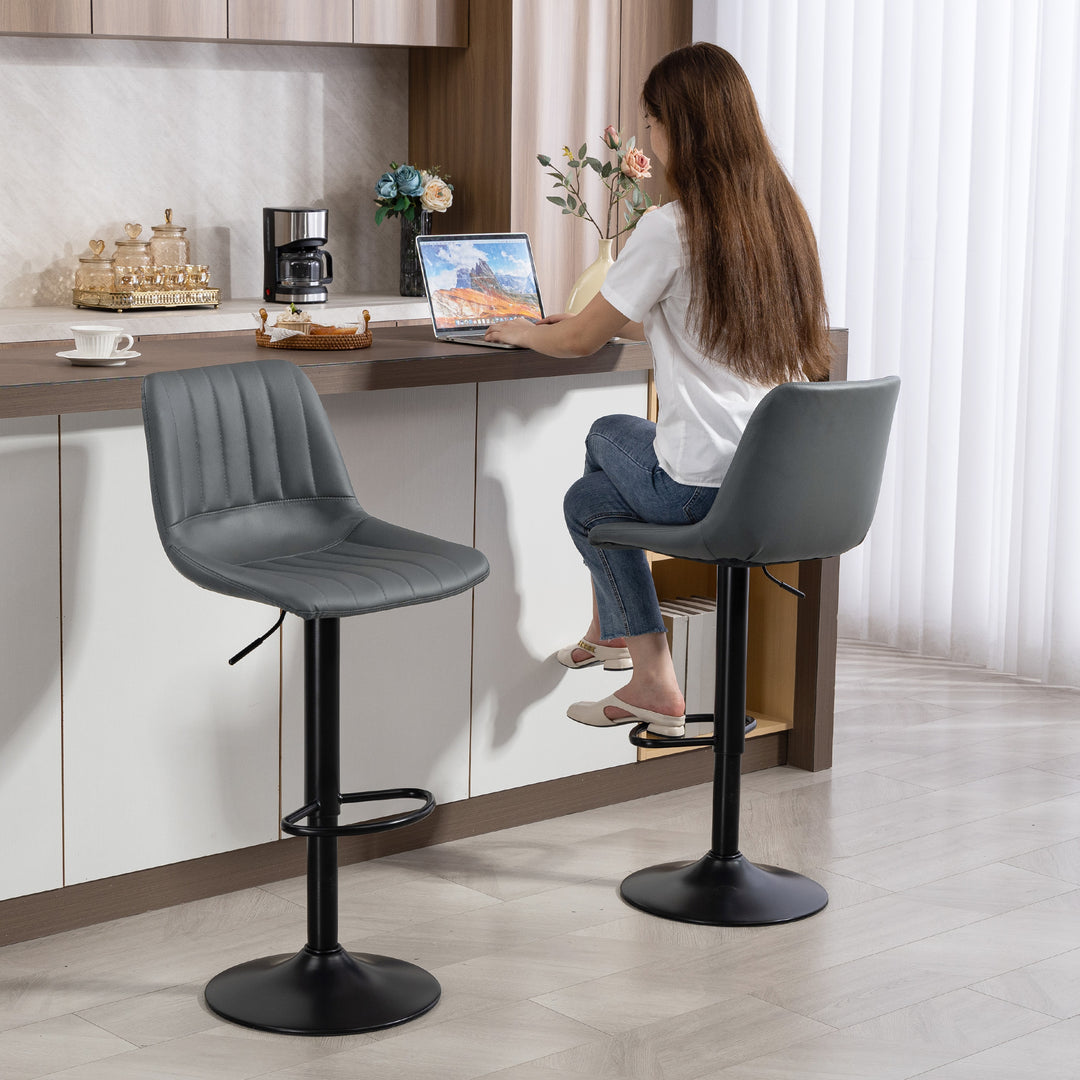 Sæt med 2 barstole i retrodesign, med fodstøtte, højdejusterbar, 43 cm x 49,5 cm x 111 cm