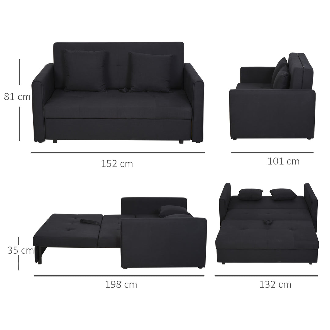 2-Personers sovesofa med skjult opbevaring, polycotton, mørkegrå