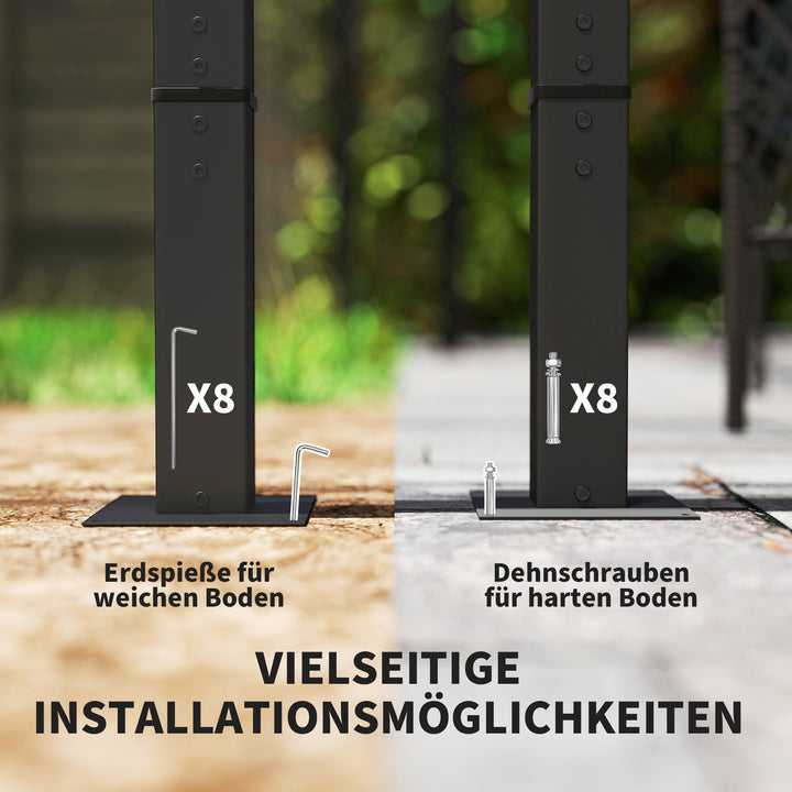 3 x 3 m havepergola med justerbart tag, metalramme, UPF30+ beskyttelse, solskærm til veranda, terrasse, mørkegrå