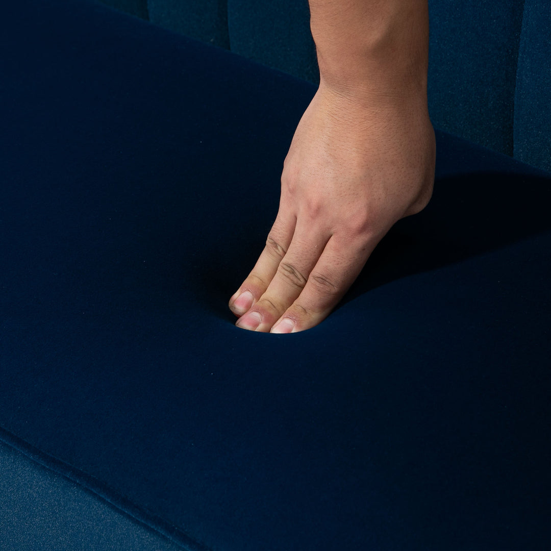 Sofa retro design 2-personers sofa, træben, 117 cm x 56,5 cm x 77 cm, blå