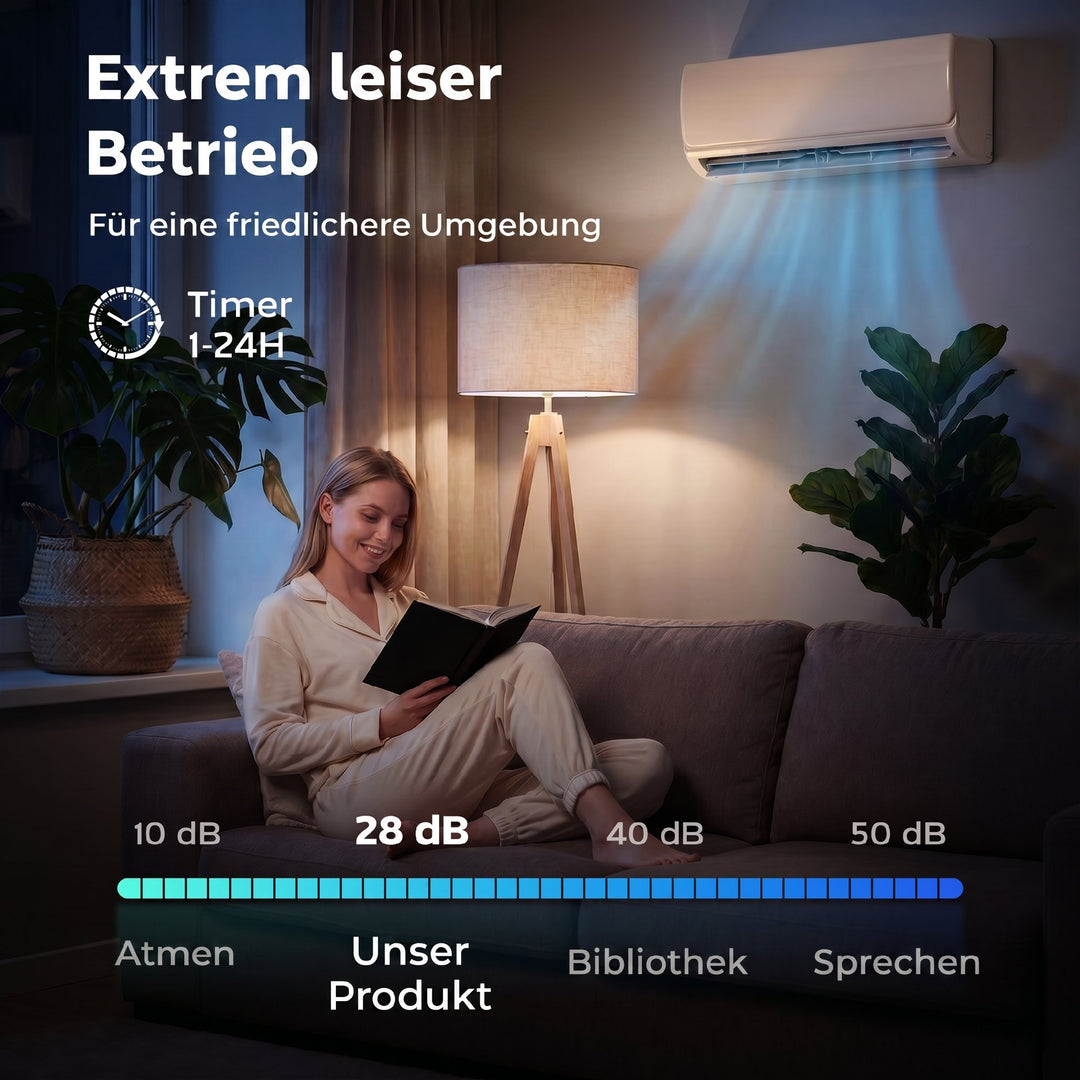 9000 BTU Mini Split Aircondition & Varmepumpe, WiFi-aktiveret inverter-klimaanlæg med installationssæt