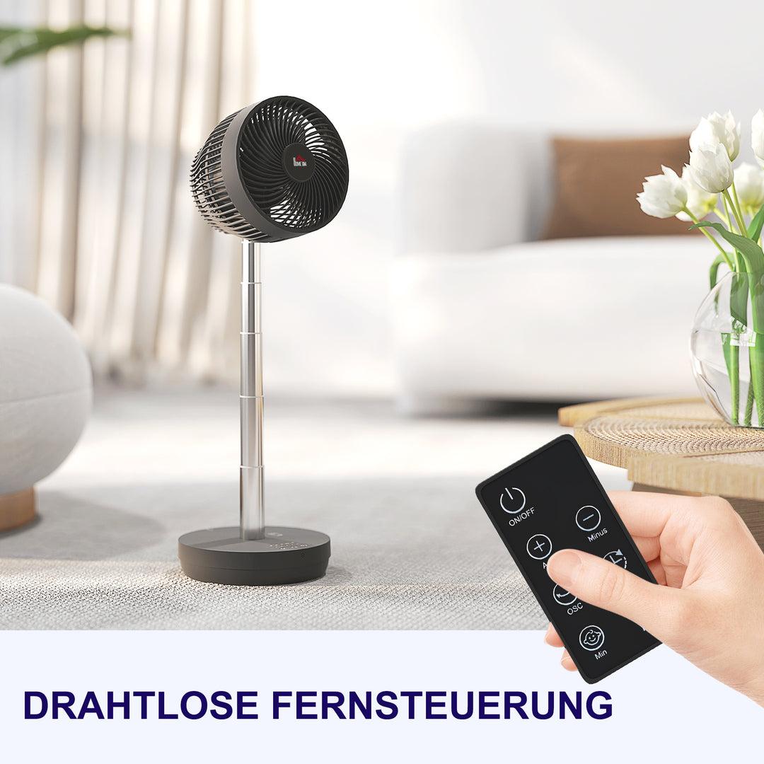 Ventilator, klimaanlæg med genopladeligt batteri, fjernbetjening, justerbar, sort