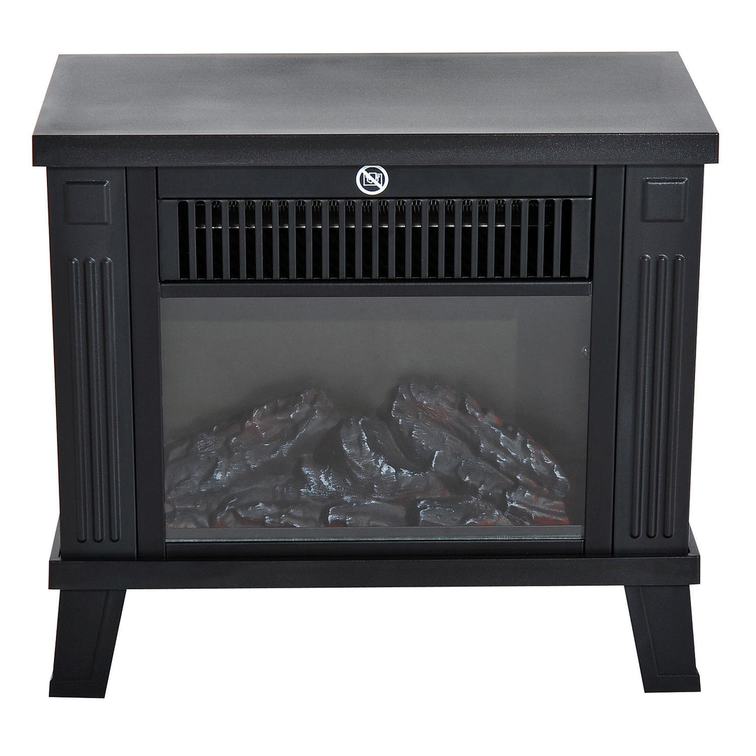 Elektrisk pejs elektrisk pejseovn fritstående pejs med flammeeffekt 600/1200w, metal, sort, 34x17x31 cm
