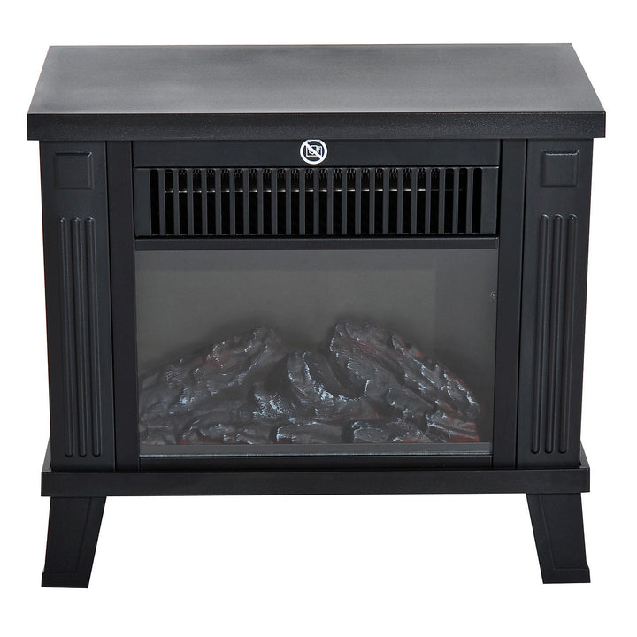 Elektrisk pejs elektrisk pejseovn fritstående pejs med flammeeffekt 600/1200w, metal, sort, 34x17x31 cm