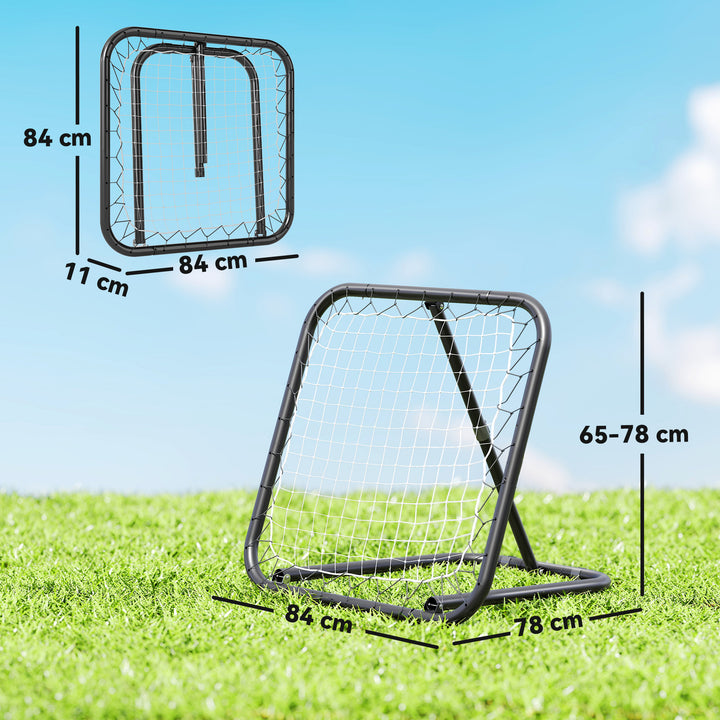 Rebounder til fodbold, 78 x 84 cm reboundingvæg med pløkker, justerbar i 5 niveauer, bærbar, kickback-mål, fodboldmål til unge, fodboldtræningstilbehør til baseballtræning, hvid