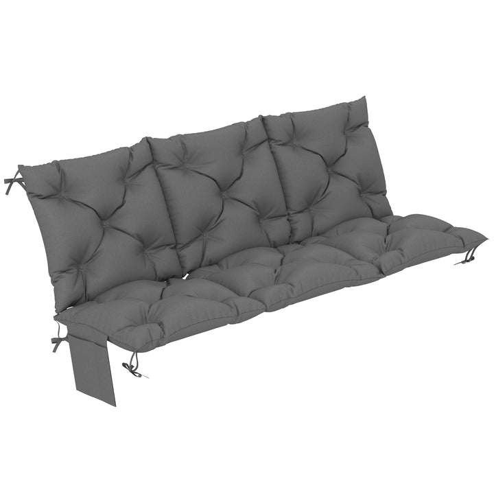 Bænkhynde 150x100x10 cm, 3-personers bænkhynde med bånd, ryglæn UPF30+ med sidelomme, mørkegrå