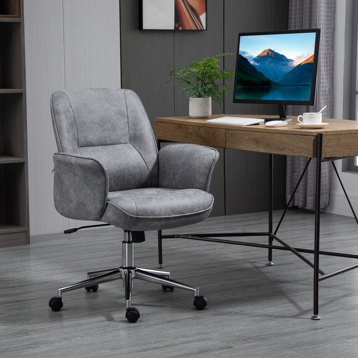 Kontorstol med gyngefunktion, højdejusterbar drejestol, ergonomisk arbejdsstol, moderne, lasteevne op til 120 kg, mikrofiber, lysegrå, 67 x 69 x 92-102 cm