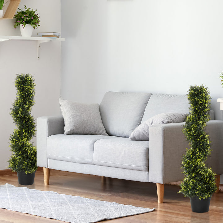 Kunstig spiralplante, spiralformet cedertræ med potte, 90 cm, kunstig cedertræ til udendørs og indendørs dekoration, grøn