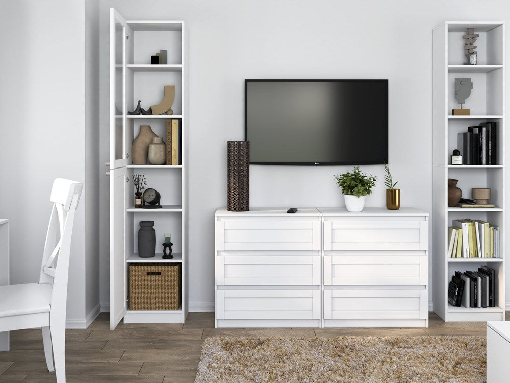 Elegant vitrineskab, Dybde: 31 cm,  Bredde: 40 cm , Højde: 200 cm, hvid