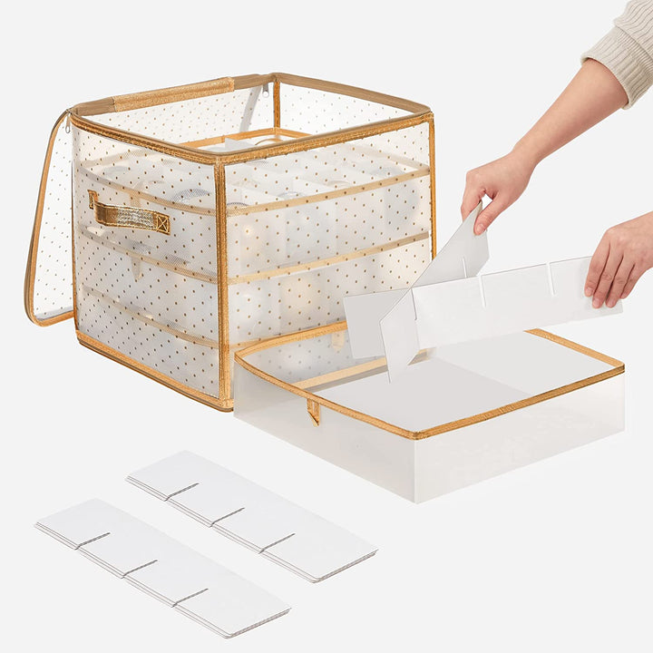 Plastopbevaringsæsker til julepynt, plads til 128 julepynt og juleudsmykning, aftagelige skillevægge