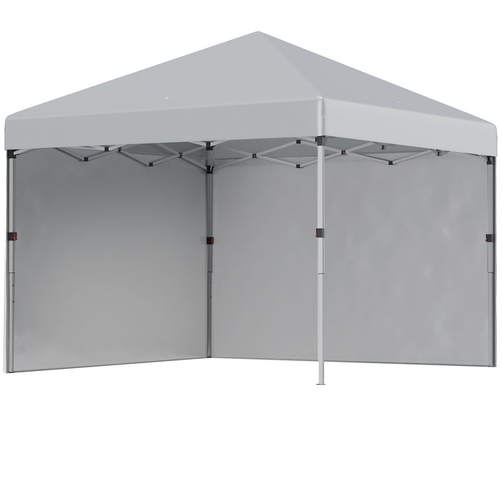 Foldbar pavillon, to sidepaneler, bæretaske, stålramme, lysegrå, 3 x 3 x 2,7 m