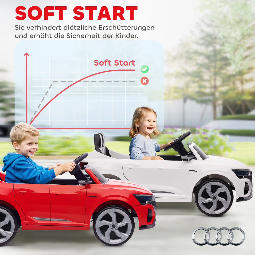 Elektrisk børnebil, 12V Audi Q8, 3-5 km/t, fjernbetjening, forlygter, musik, rød