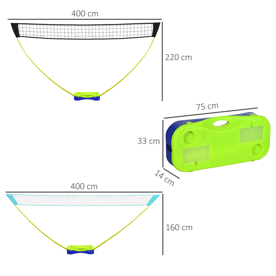 Badmintonnetsæt volleyballnetsæt, 3-delt sæt, 400 cm x 22,4 cm x 155 cm, sort + blå + grøn