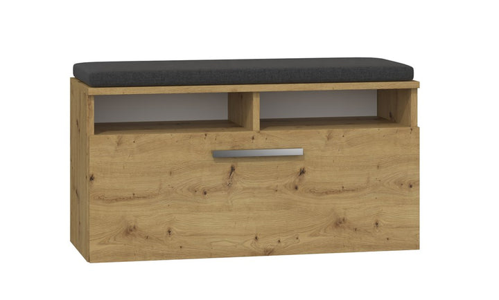 Skoskab med siddeplads, Dybde: 35 cm Bredde: 85 cm Højde: 46 cm