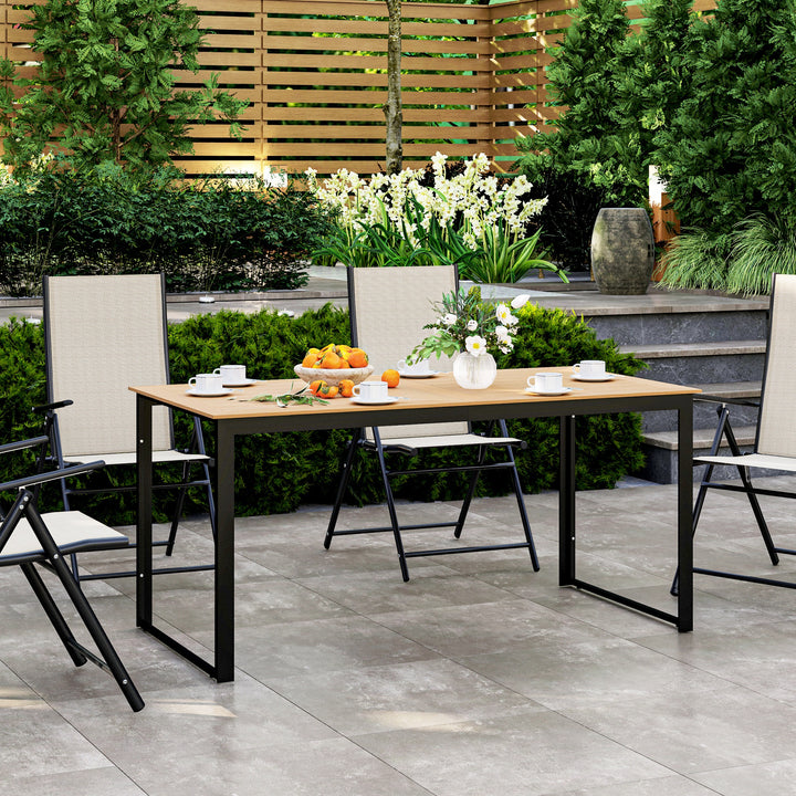 Havebord til 6 personer 160 x 80 cm vejrbestandigt balkonbord med lamelbordplade, buffetbord udendørs teak