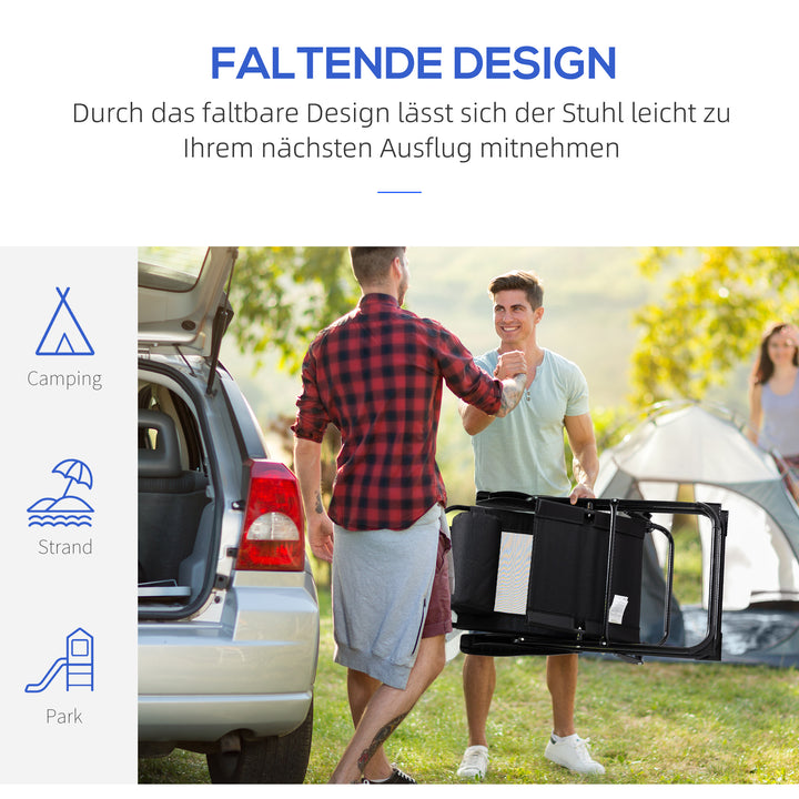 Klapstolsæt med 2, foldbar liggestol, vejrbestandig, justerbar ryglæn med 5 positioner, metalstel, sort