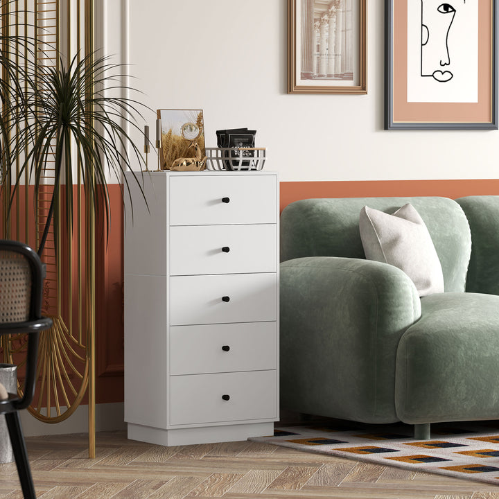 Kommode med 5 skuffer i træ i moderne stil 47 x 29 x 95 cm hvid