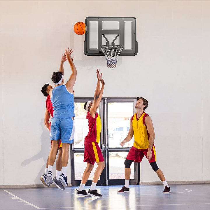 Vægmonteret basketballkurv, rivefast net, vejrbestandig, holdbar, til indendørs og udendørs brug, sort