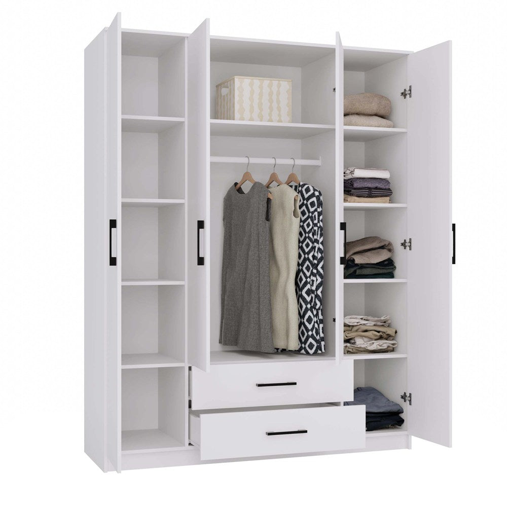 Moderne klædeskab, Højde: 205 cm Bredde: 160 cm Dybde: 54 cm, hvid