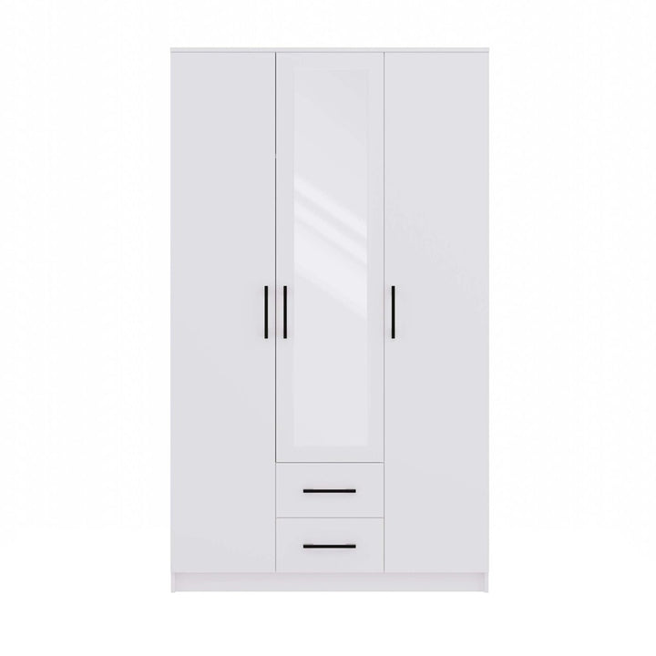 Moderne klædeskab med spejl, Højde: 205 cm Bredde: 120 cm Dybde: 54 cm, hvid