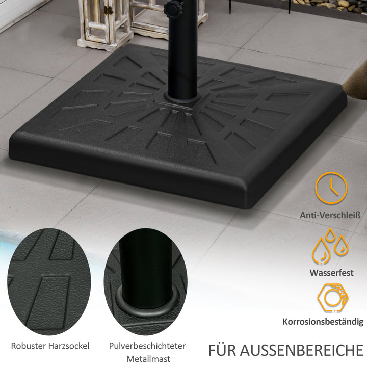 Parasolstativ, parasolholder, parasolfod, vejrbestandig, 51 cm x 51 cm x 32H cm, sort
