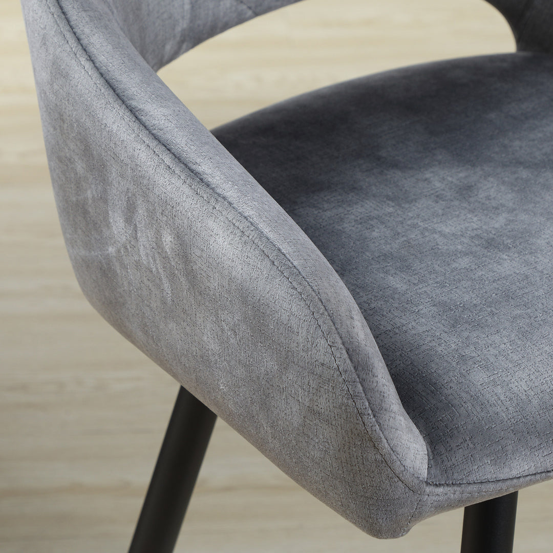 Sæt med 2 barstole i retrodesign, fløjlslook, inklusive fodstøtte 50 cm x 56 cm x 98 cm grå