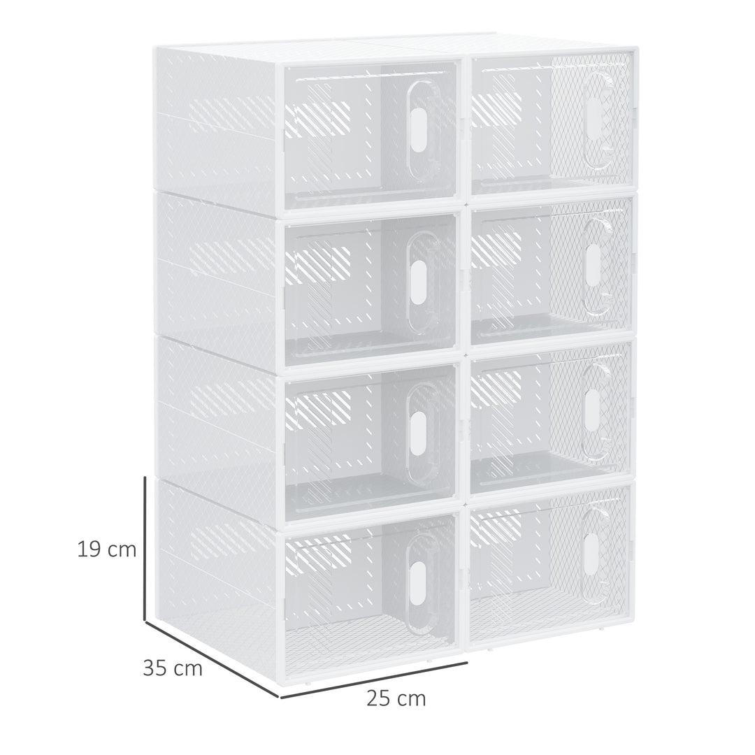 Modulært reolsystem med 8 rum, boltfri reol, 25 cm x 35 cm x 19 cm, transparent