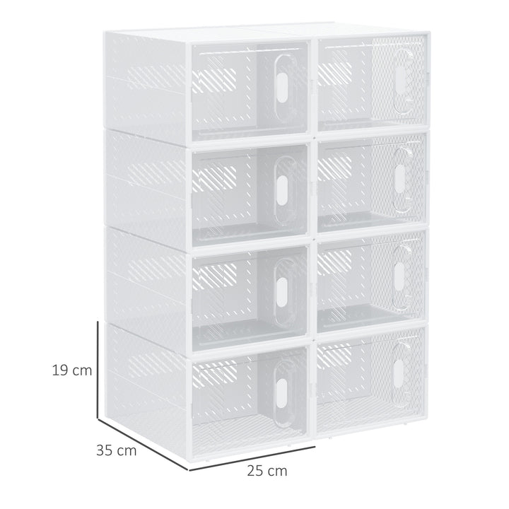 Modulært reolsystem med 8 rum, boltfri reol, 25 cm x 35 cm x 19 cm, transparent