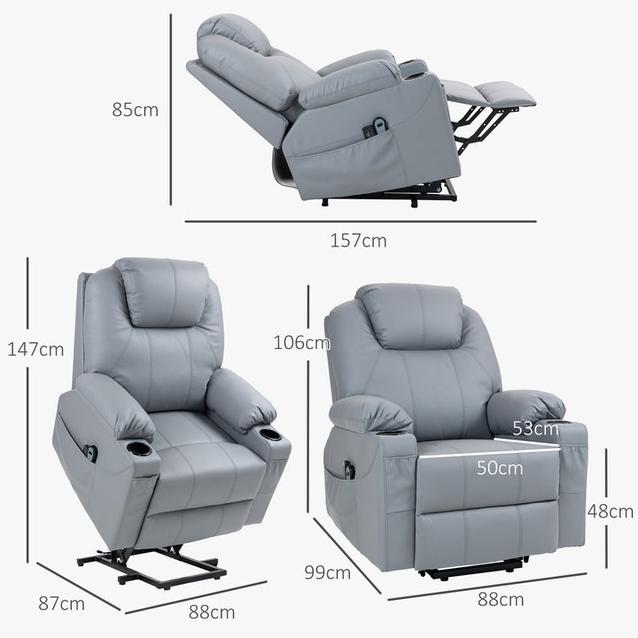 Massagestol stand-up aid seniorstol, 8 massagetilstande, lænelæn, 88 cm x 99 cm x 106 cm, grå
