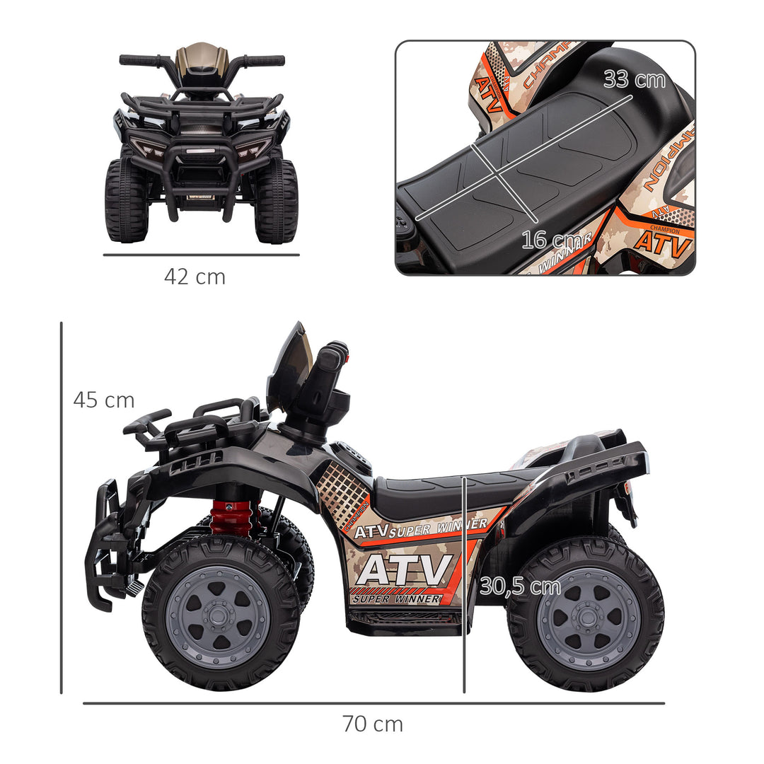 Kids quad elektrisk 6v børne-atv med forlænsfunktion, musik, elektrisk atv til børn 1,5-3 år sort