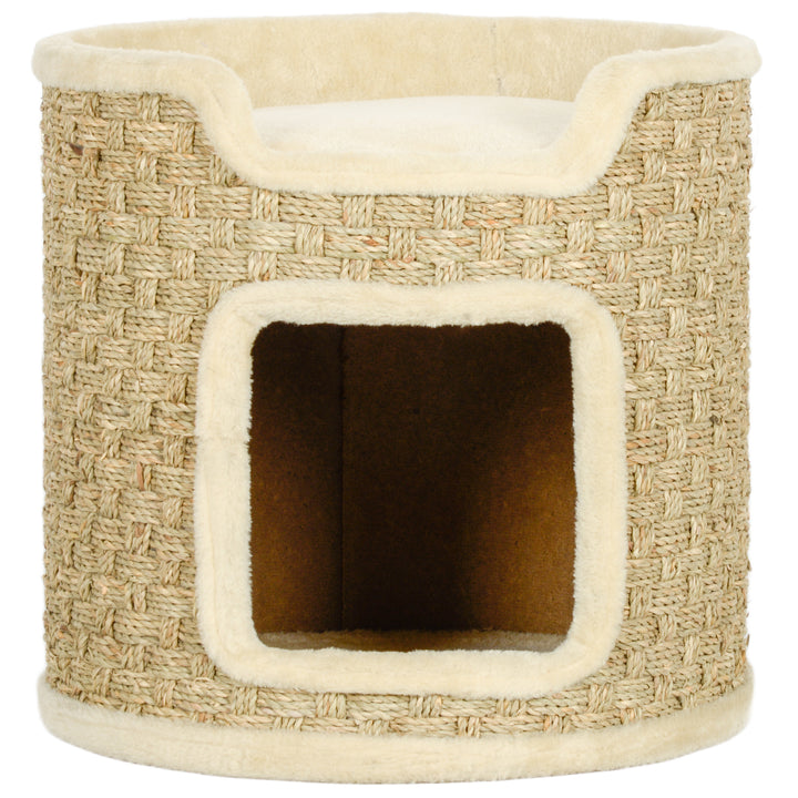 Kradsetræ til katte, lege- og afslapningsområde, plys, 38 x 37h cm, khaki-beige, op til 5 kg