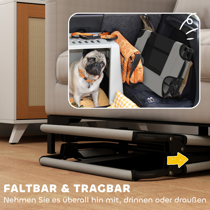 Hævet, foldbar hundeseng, udendørs hundeseng med netdesign, lysegråt Oxford-stof, 75 x 51 x 18 cm