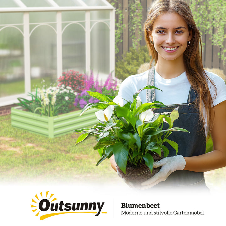 Højbed i stål, åben bund, nem montering, 241l x 90,5b x 30h cm, grøn