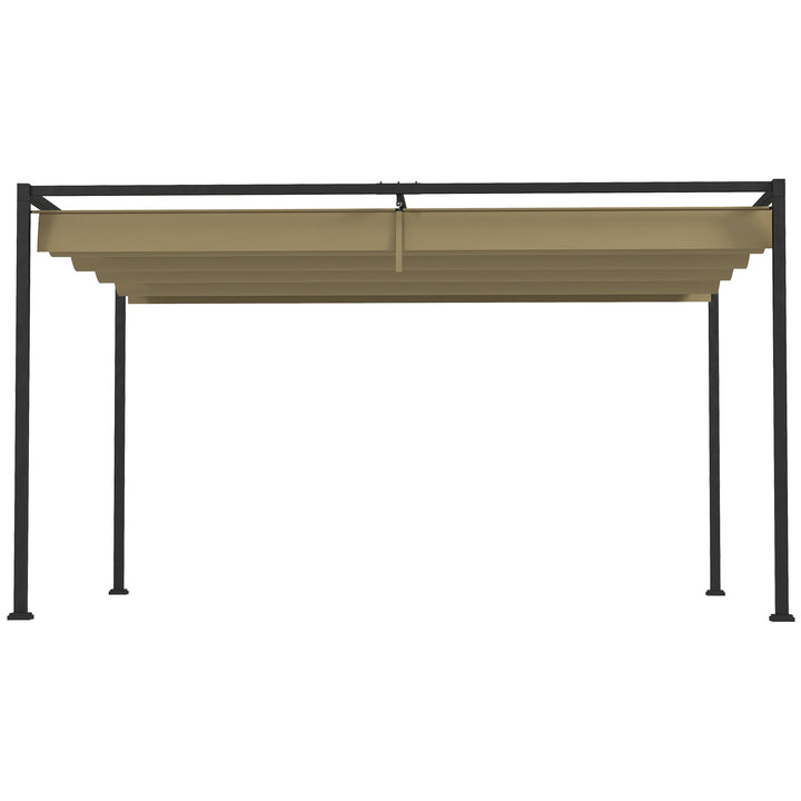 Pergola, robust solsejl til have, altan, terrasse, lavet af metal og plastik, UV- og vandafvisende, khaki