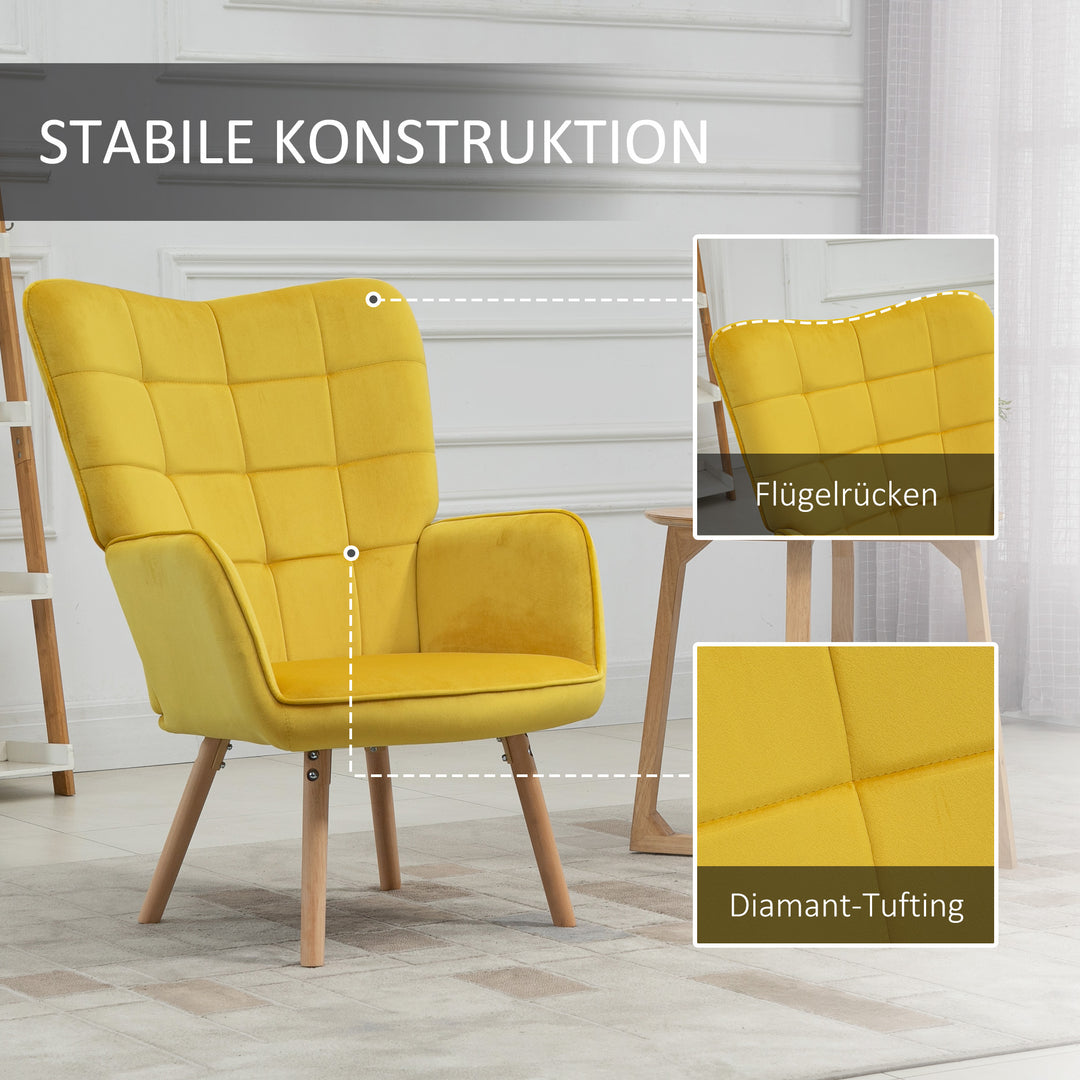 Stuestol, enkelt lænestol med ryglæn, fløjl polyester, skum, bøgetræ, 71 x 76 x 101 cm, grå