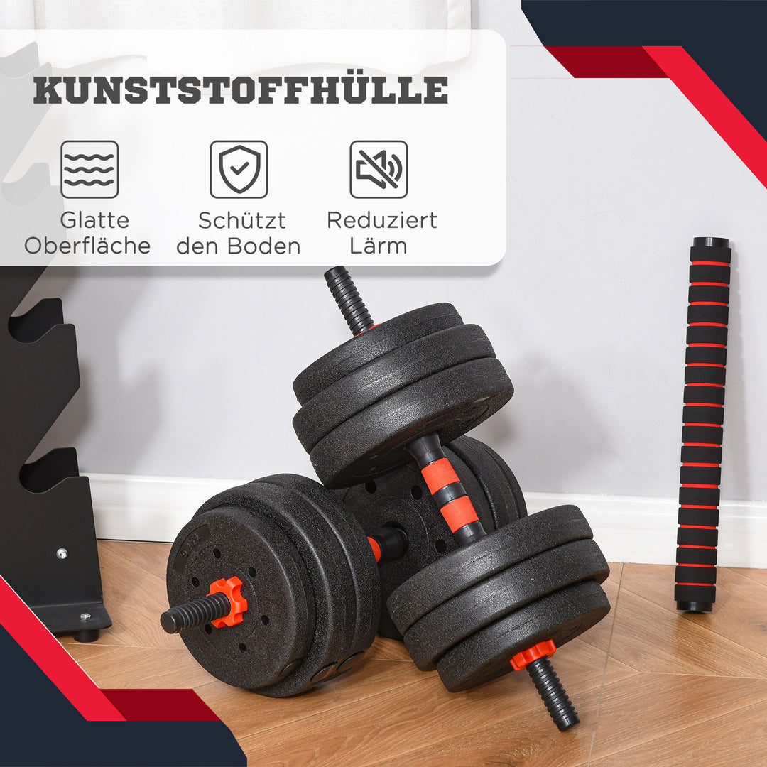 2-i-1 håndvægtsæt, 25 kg justerbare korte og lange vægtstænger, professionel håndvægtsstyrketræning og vægtløftning til hjemmefitness
