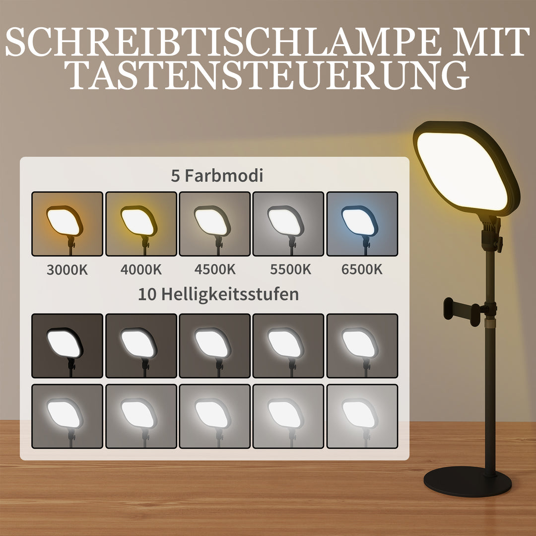 Led-sengelampe, 10 dæmpningsniveauer, 5 farver, hukommelsesfunktion, metal, sort