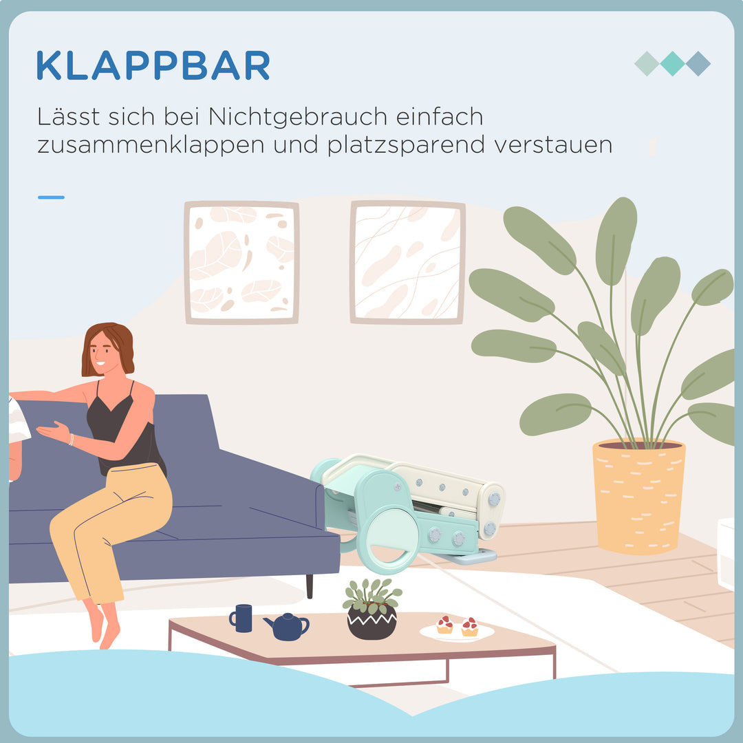 Rutsjebane til småbørn, sammenklappelig, indendørs, skridsikre trin, hævet sikkerhedskant, grøn